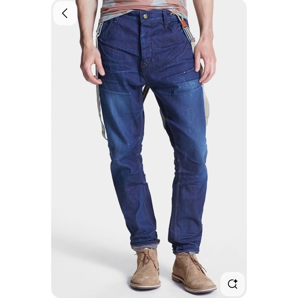 Scotch & Soda Amsterdams Blauw Brewer Jeans Mens 32x34 Indigo W/ Suspenders NWT